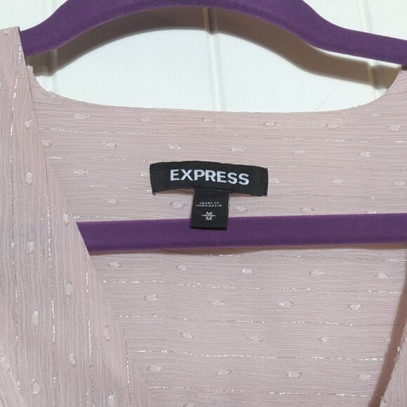 NWOT Express Metallic Pleated Button Front Shirt (Medium) - Picture 3 of 4